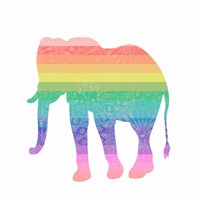 Framed 'Rainbow Elephant' border=