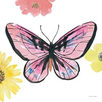 Framed 'Beautiful Butterfly I Pink' border=