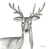 Framed 'Watercolor Pencil Forest VIII-Deer' border=