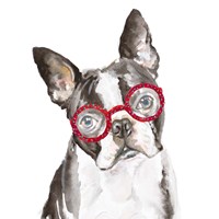 Framed 'French Bulldog with Glasses' border=