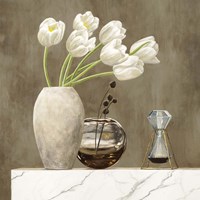 Framed 'Floral Setting on White Marble I' border=