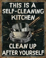 Framed 'Self Cleaning Kitchen' border=