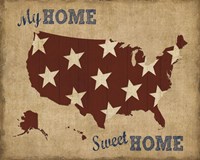 Framed My Home Sweet Home USA Map
