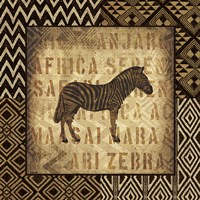 Framed 'African Wild Zebra Border' border=