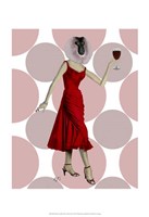 Framed Monkey in Red Dress with wine