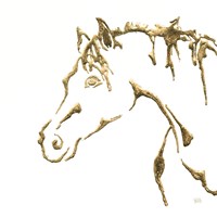 Framed 'Gilded Cowpony on White' border=