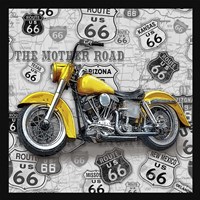 Framed 'Vintage Motorcycles on Route 66-V' border=