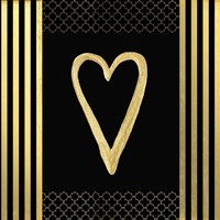 Framed 'Black & Gold - Feathered Fashion Heart' border=