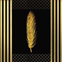 Framed 'Black & Gold - Feathered Fashion' border=