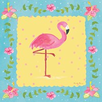 Framed 'Flamingo Dance I Sq Border' border=