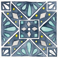 Framed 'Garden Getaway Tile IX Blue' border=