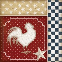 Framed 'Red White and Blue Rooster IV' border=