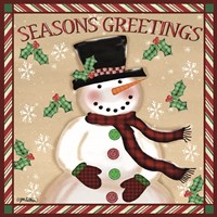 Framed 'Season's Greetings Snowmen I' border=