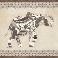 Framed 'Boho Elephant I Neutral' border=