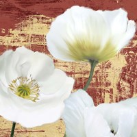 Framed 'Washed Poppies (Red & Gold) II' border=