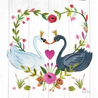 Framed 'Swan Love III' border=