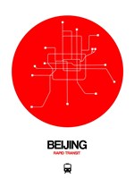 Framed Beijing Red Subway Map