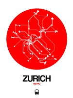 Framed Zurich Red Subway Map