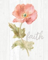 Framed 'Garden Poppy on Wood Faith' border=