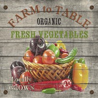 Framed 'Farm to Table - Fresh Vegetables' border=