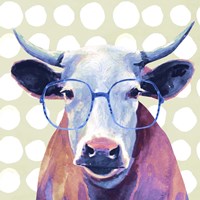 Framed 'Bespectacled Bovine II' border=