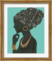 Framed 'Graceful Majesty II Turquoise Crop' border=