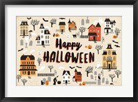 Framed Spooky Village I Cream