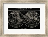 Framed Map of the World Black