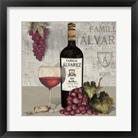 Framed 'Uncork Wine and Grapes I' border=