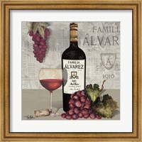 Framed 'Uncork Wine and Grapes I' border=