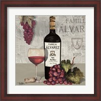 Framed 'Uncork Wine and Grapes I' border=