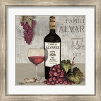 Framed 'Uncork Wine and Grapes I' border=