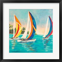 Framed 'Sunset Sails I' border=