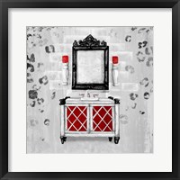Red Antique Mirrored Bath Square I Framed Print