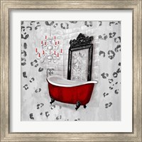 Framed 'Red Antique Mirrored Bath Square II' border=