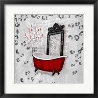 Red Antique Mirrored Bath Square II Framed Print