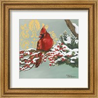 Framed 'Winter Red Bird I' border=