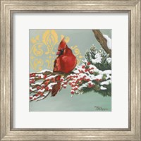 Framed 'Winter Red Bird I' border=