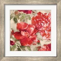 Framed 'Red Modern Peonies II' border=