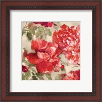 Framed 'Red Modern Peonies II' border=