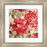 Framed 'Red Modern Peonies II' border=