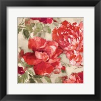 Red Modern Peonies II Framed Print