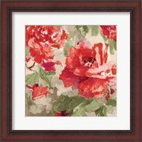 Framed 'Red Modern Peonies I' border=