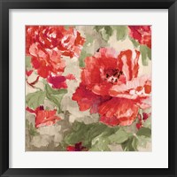 Framed 'Red Modern Peonies I' border=