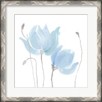 Framed 'Floral Sway Blue I' border=