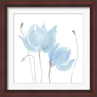 Framed 'Floral Sway Blue I' border=