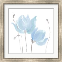 Framed 'Floral Sway Blue I' border=