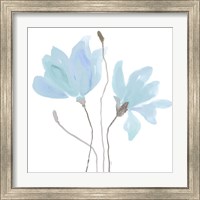 Framed 'Floral Sway Blue II' border=