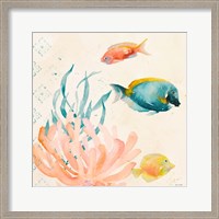 Framed 'Tropical Teal Coral Medley II' border=