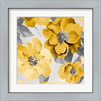 Framed 'Yellow and Gray Floral Delicate I' border=